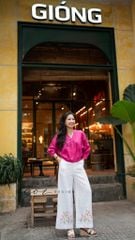 Áo cổ trụ 19 nút bọc màu Linen tưng premium Cói Design