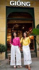 Áo cổ trụ 19 nút bọc màu Linen tưng premium Cói Design