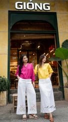 Áo cổ trụ 19 nút bọc màu Linen tưng premium Cói Design