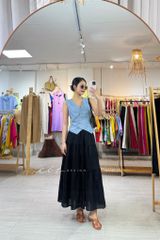 Áo gile nút bọc linen tưng premium Cói Design