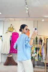 Áo sơ mi phối hoa Handmade linen tưng premium Cói Design