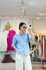 Áo sơ mi phối hoa Handmade linen tưng premium Cói Design