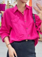 Áo sơ mi phối hoa Handmade linen tưng premium Cói Design