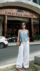 Áo gile form basic linen tưng premium Cói Design