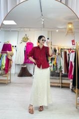 Áo sơ mi phối hoa Handmade linen tưng premium Cói Design