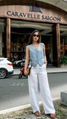 Áo gile form basic linen tưng premium Cói Design