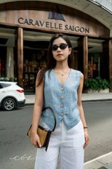 Áo gile form basic linen tưng premium Cói Design