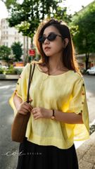 Áo tay rơi đan chéo lưng linen tưng premium Cói Design