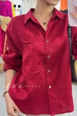 Áo sơ mi phối hoa Handmade linen tưng premium Cói Design