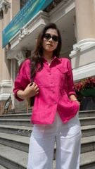 Áo sơ mi phối hoa Handmade linen tưng premium Cói Design