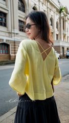 Áo tay rơi đan chéo lưng linen tưng premium Cói Design
