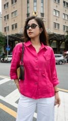 Áo sơ mi phối hoa Handmade linen tưng premium Cói Design