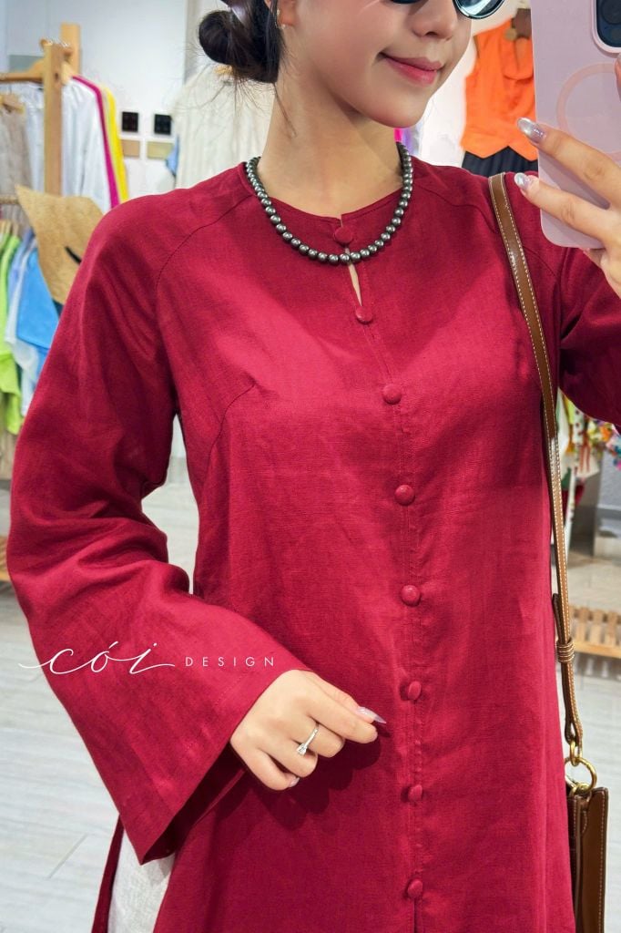 Áo dài Hồng Tịch Cói Design