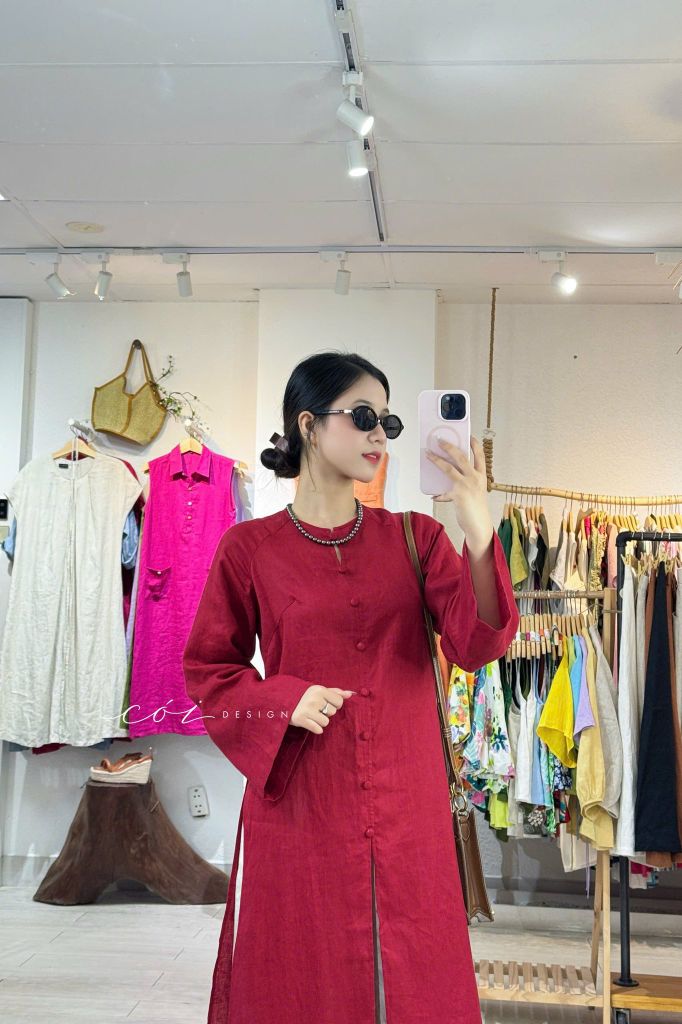 Áo dài Hồng Tịch Cói Design