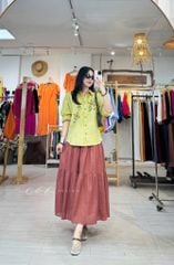 Chân váy tầng linen tưng premium Cói Design