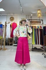 Áo tay phồng phối nơ lưng linen tưng premium Cói Design