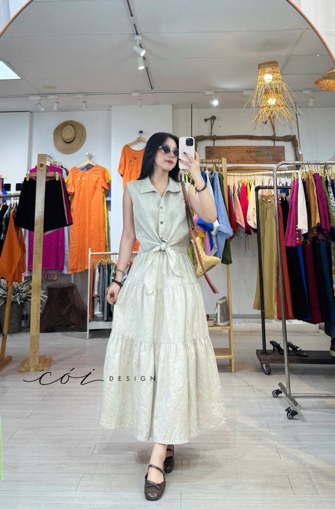 Chân váy tầng linen tưng premium Cói Design