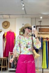 Áo tay phồng phối nơ lưng linen tưng premium Cói Design