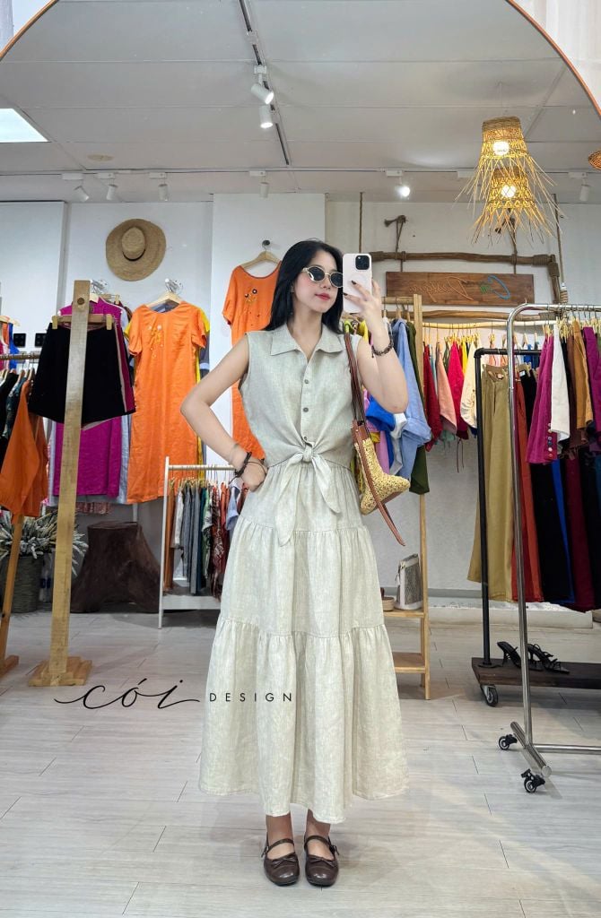 Chân váy tầng linen tưng premium Cói Design
