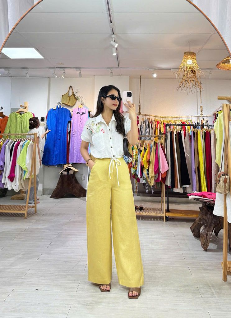 Quần lưng thun 2 túi phía sau linen tưng premium Cói Design