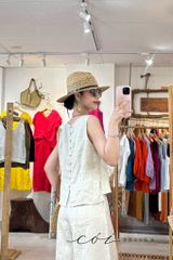Áo sát nách nút bọc lưng (khuy dây) linen tưng premium Cói Design