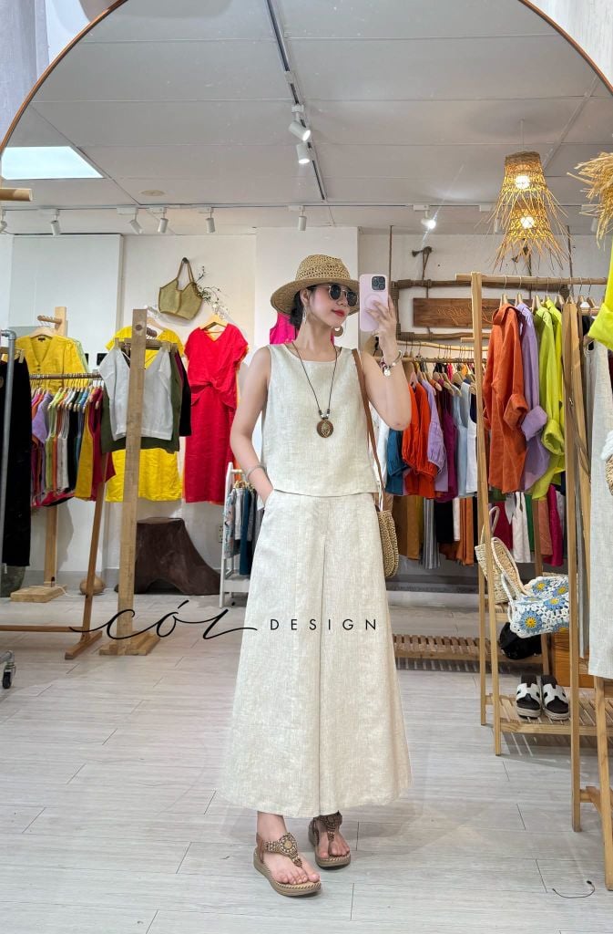 Quần 8 mảnh form váy linen tưng premium Cói Design