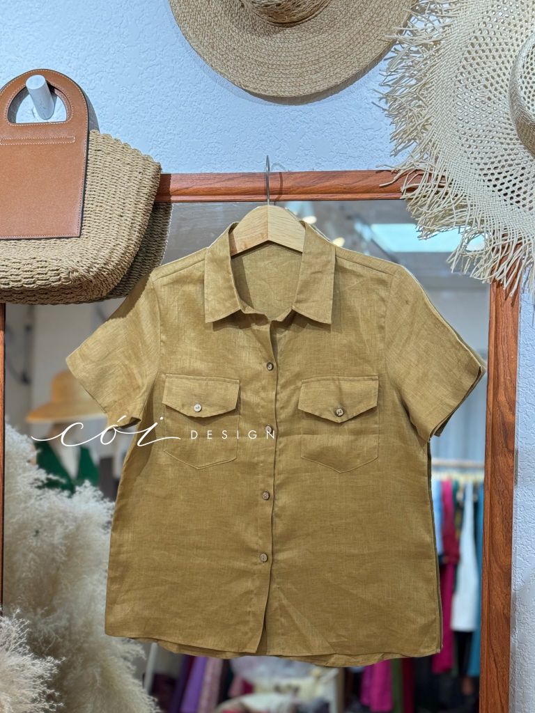 Áo 2 túi tay ngắn linen Cói Design