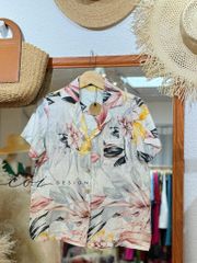 Áo danton họa tiết linen Nữ Cói Design