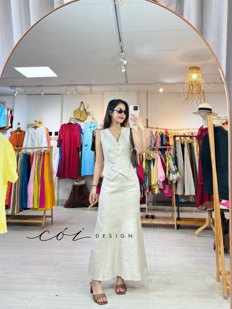 Chân váy 8 mảnh đuôi cá linen tưng premium Cói Design