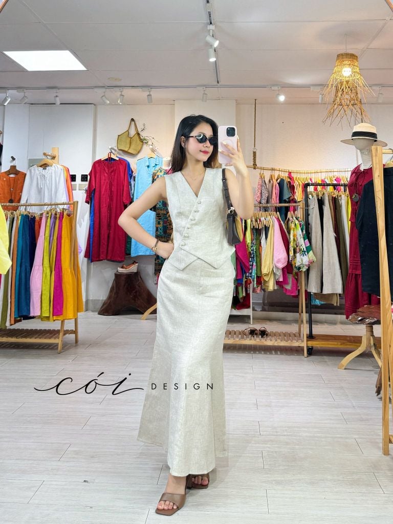 Chân váy 8 mảnh đuôi cá linen tưng premium Cói Design