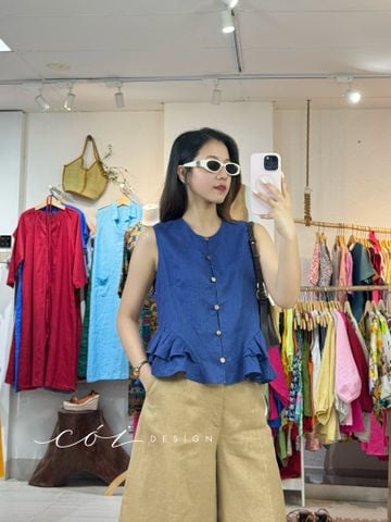 Áo sát nách phối lai bèo linen tưng premium Cói Design