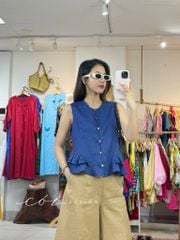 Áo sát nách phối lai bèo linen tưng premium Cói Design