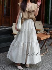 Áo cổ phối bèo linen tưng premium Cói Design