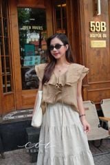 Áo cổ phối bèo linen tưng premium Cói Design