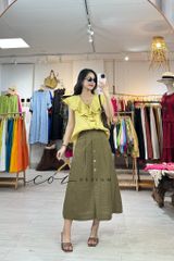 Áo cổ phối bèo linen tưng premium Cói Design