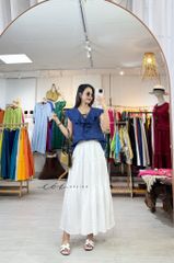 Áo cổ phối bèo linen tưng premium Cói Design