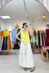 Áo cổ bèo nút dừa linen tưng premium Cói Design