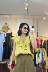 Áo cổ phối bèo linen tưng premium Cói Design