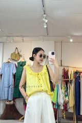 Áo cổ bèo nút dừa linen tưng premium Cói Design