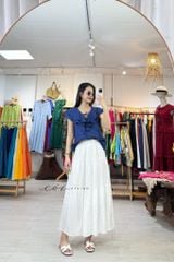 Áo cổ phối bèo linen tưng premium Cói Design