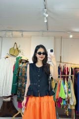 Áo sát nách lai bèo 2 bên linen tưng premium Cói Design