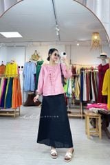 Áo tay phồng phối bèo linen tưng premium Cói Design