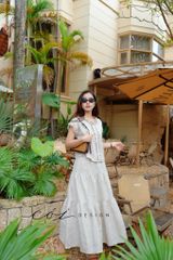 Áo cổ nhún bèo dọc linen tưng premium Cói Design