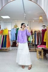 Áo tay phồng phối bèo linen tưng premium Cói Design