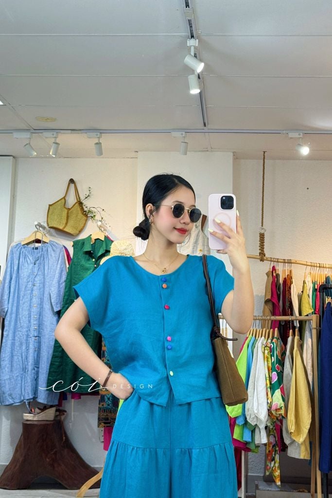 Quần 1 tầng suông lưng thun linen tưng premium Cói Design