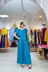 Áo cổ tròn nút đôi nhiều màu linen tưng premium Cói Design