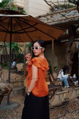 Áo cổ phối bèo linen tưng premium Cói Design