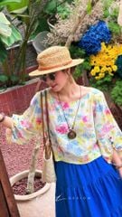 Áo tay phồng phối nơ lưng linen tưng premium Cói Design
