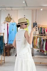 Chân váy 1 tầng nút bọc linen tưng premium Cói Design