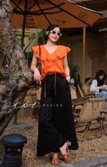 Áo cổ phối bèo linen tưng premium Cói Design